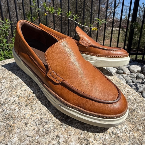 Allen Edmonds Mens Burke Vent Tan Leather Slip On Sneakers 8.5D USA Made Leather